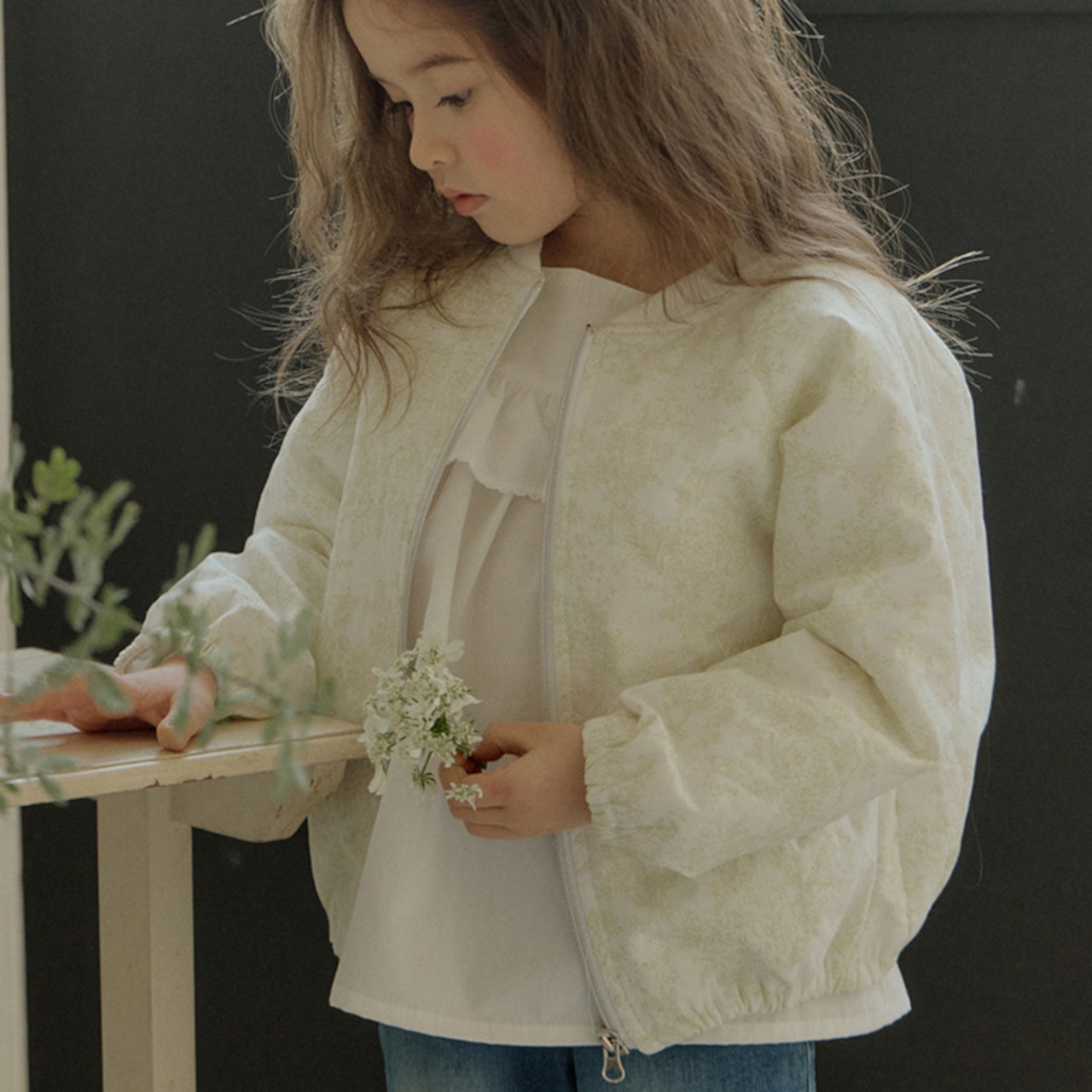 秋花柄ソフトジャケット