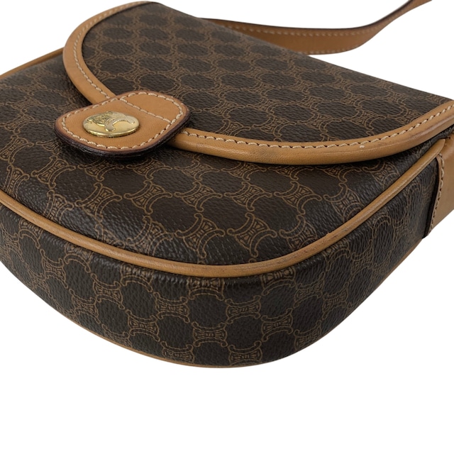 CELINE セリーヌ マカダム ショルダーバッグ ブラウン トリオンフ PVC ミニバッグ vintage ヴィンテージ オールド mfvtfa