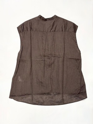 ROBE de PEAU・LINEN FRILL NO SLEEVE BLOUSE・BROWN　R360