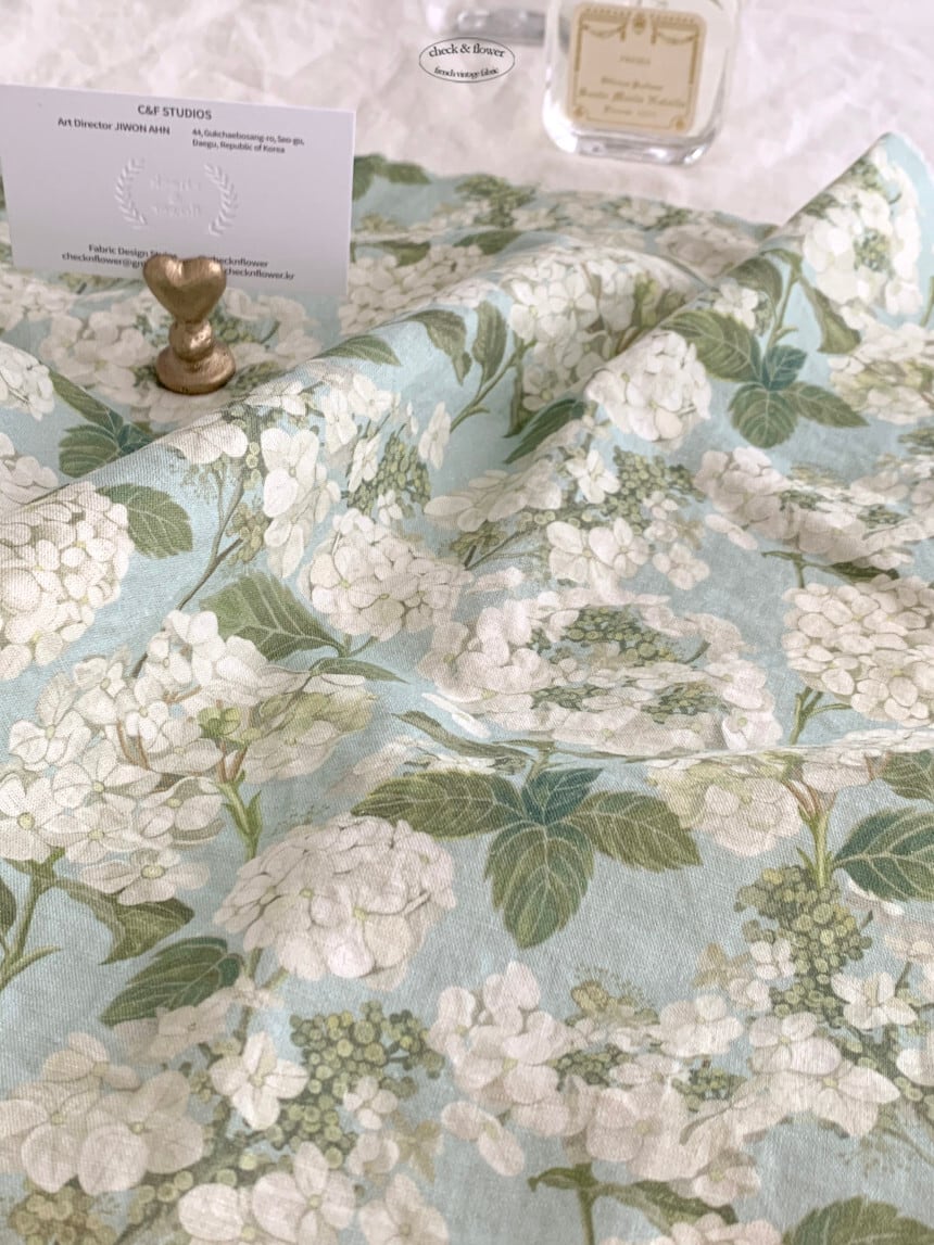 【予約】アジサイ　コットンリネン生地