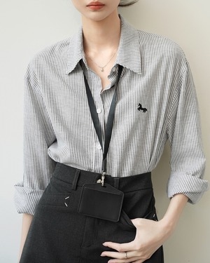 刺繍レギュラーカラーシャツ 2color A1046