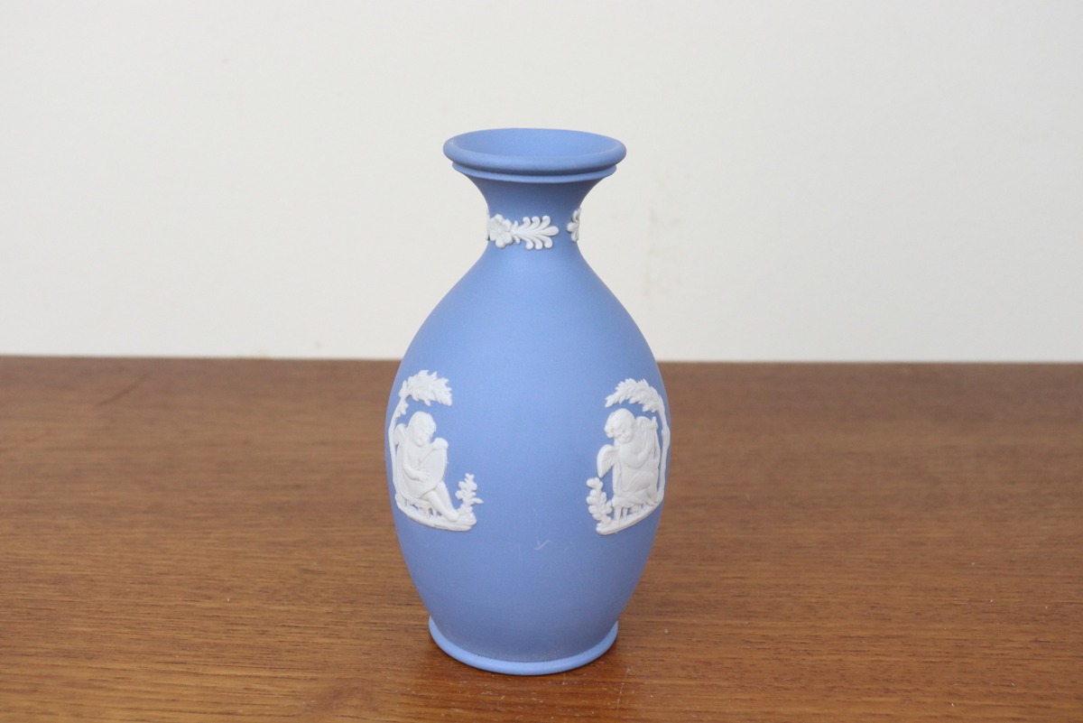 ウェッジウッド ジャスパー 花瓶 ペールブルー フラワーベース 