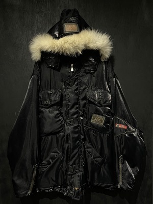 【WEAPON VINTAGE】Luster Black Multi Gimmick Design Euro Vintage Padded Jacket