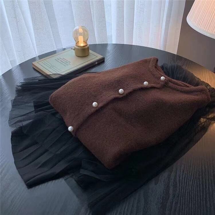 フロントパールニットカーディガン