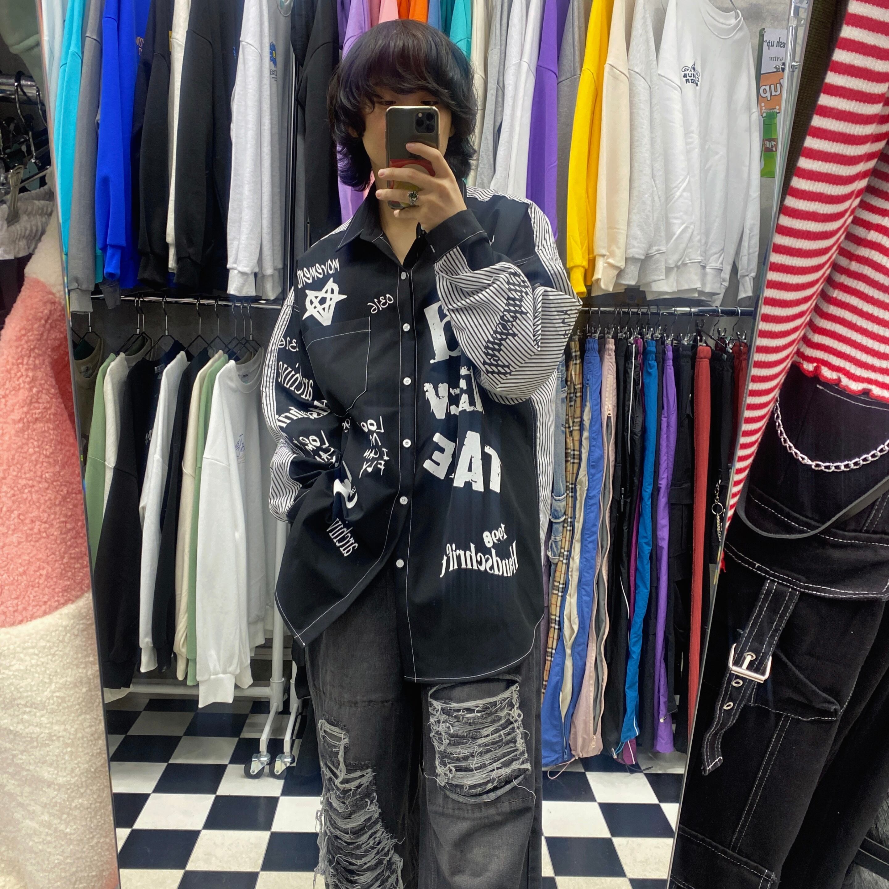 ハードダメージワイドデニムパンツ #2カラー 【ユニセックス/Y2K ハードダメージワイドデニムパンツ #2カラー 【ユニセックス/Y2K