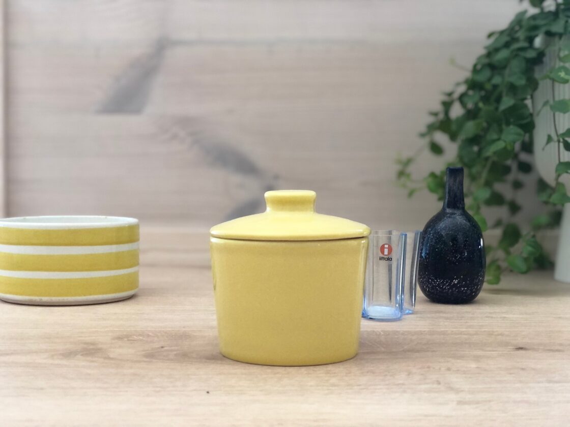 arabia TEEMA vintage Sugar pot Yellow | ティーマ シュガーポット 蓋 