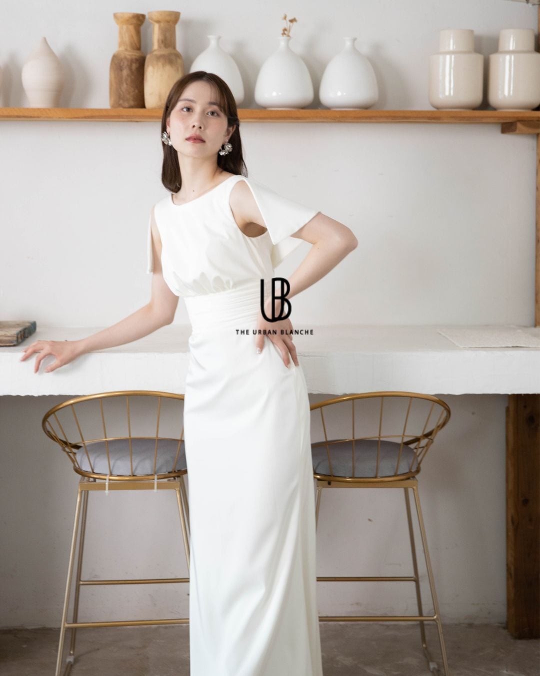 THE URBAN BLANCHE ORIGINAL 】着痩せ効果☆ 袖付き オシャレ