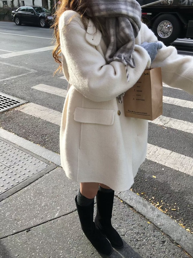 (即納) vegetable / Bell half coat (ivory)