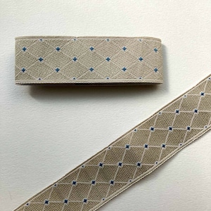 Kafka 青ダイヤと格子のジャガードリボン（50cmカット）