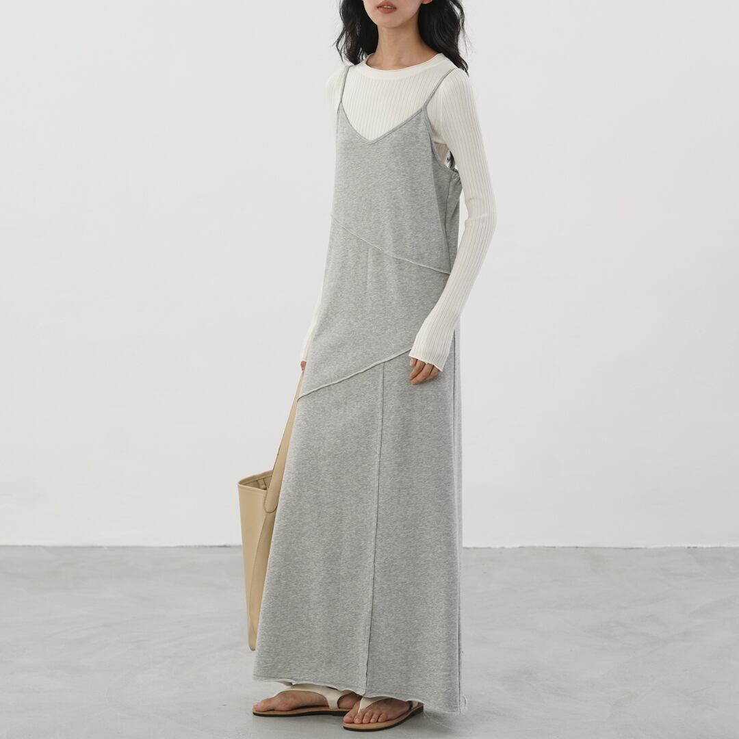 カットオフデザインキャミソールワンピース T4071