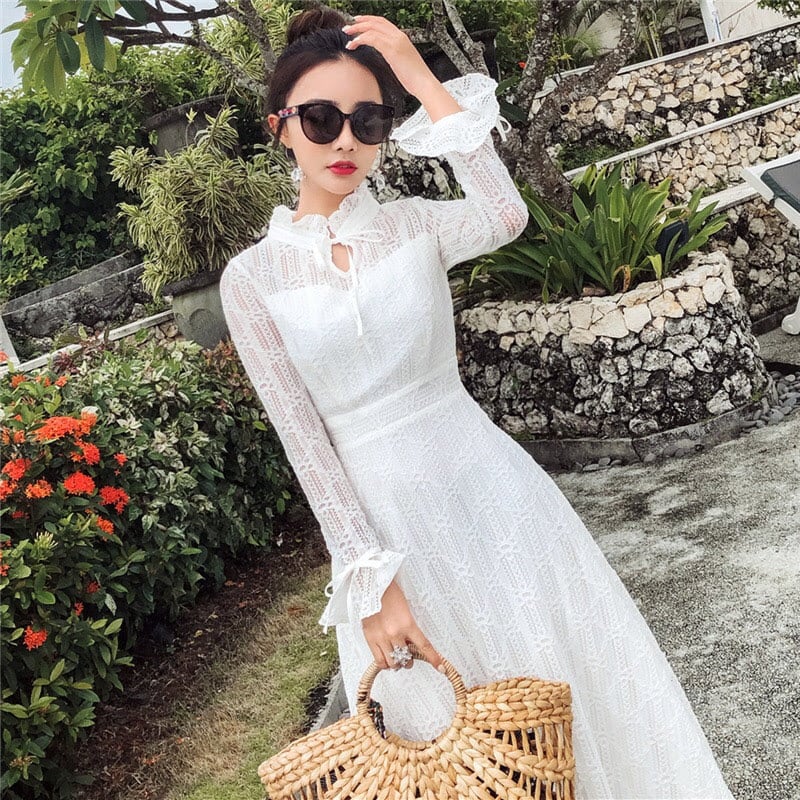 M's Gracy フリルネック 半袖ロングワンピース グリーン M's Gracy フリルネック 半袖ロングワンピース グリーン M's