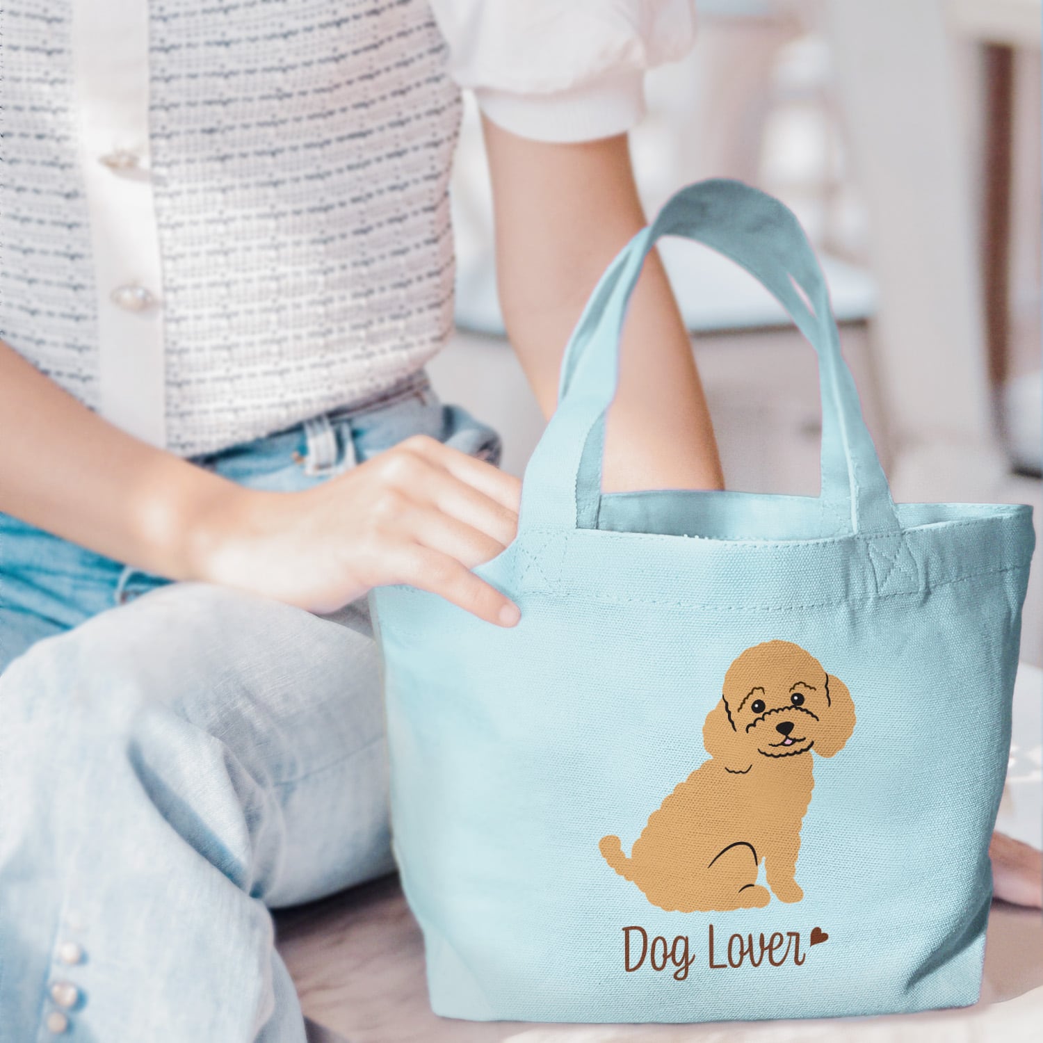 トイプードル シンプル柄 毛色8色 】 ミニキャンバス トートバッグ 犬