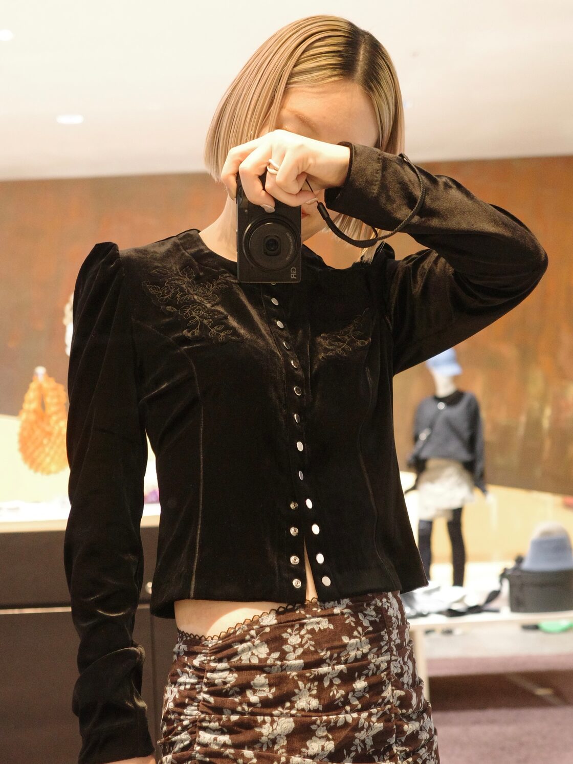 25SS】FETICO フェティコ / ROSE-EMBROIDERED VELOUR CARDIGAN 