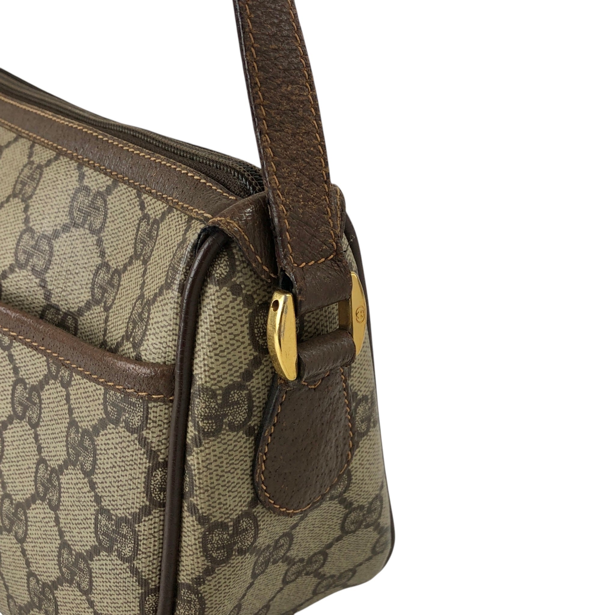 GUCCI グッチ シェリーライン ショルダーバッグ ベージュ PVC レザー