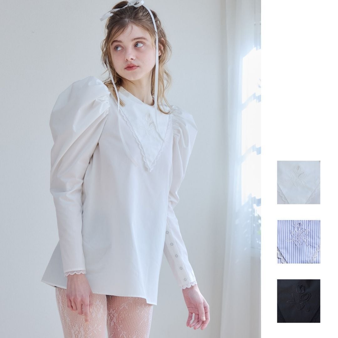 ローズチュールオフショルブラウス / Rose tulle off shoulder blouse