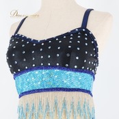 新体操 衣装 ワンピース レオタード ブラック系 ブルー系 ゴールド系 黒 青 水色 金 フリンジ 本番 キャミソール 体操 新体操 バトン 競技用 スポーツ フォーマル 新体操衣装 女性用 バトン演技 ダンス衣装 ステージ衣装 パフォーマンス用