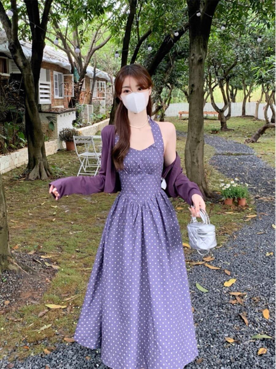 ドット柄 フレアワンピース G104CON0197