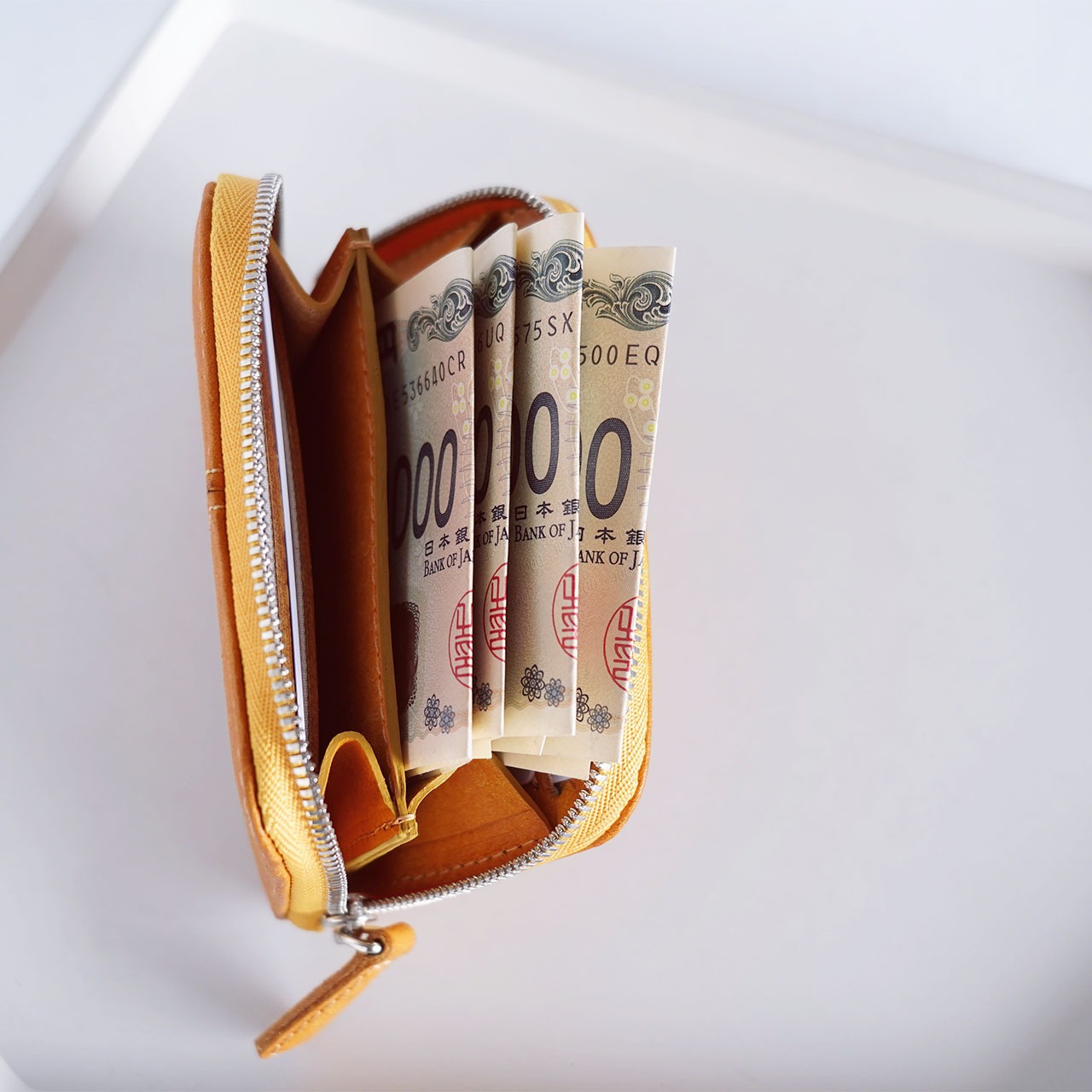 【本革】手のひらミニ財布｜de’syu｜プエブロレザー × アクセサリー感　イエーロ・画像6