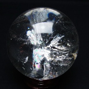 水晶 丸玉 虹入り 61mm スフィア 置物 水晶玉 一点物 151-8822