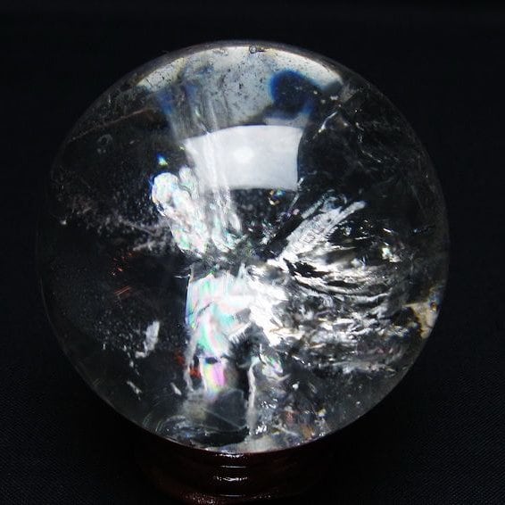 水晶 丸玉 虹入り 61mm スフィア 置物 水晶玉 一点物 151-8822