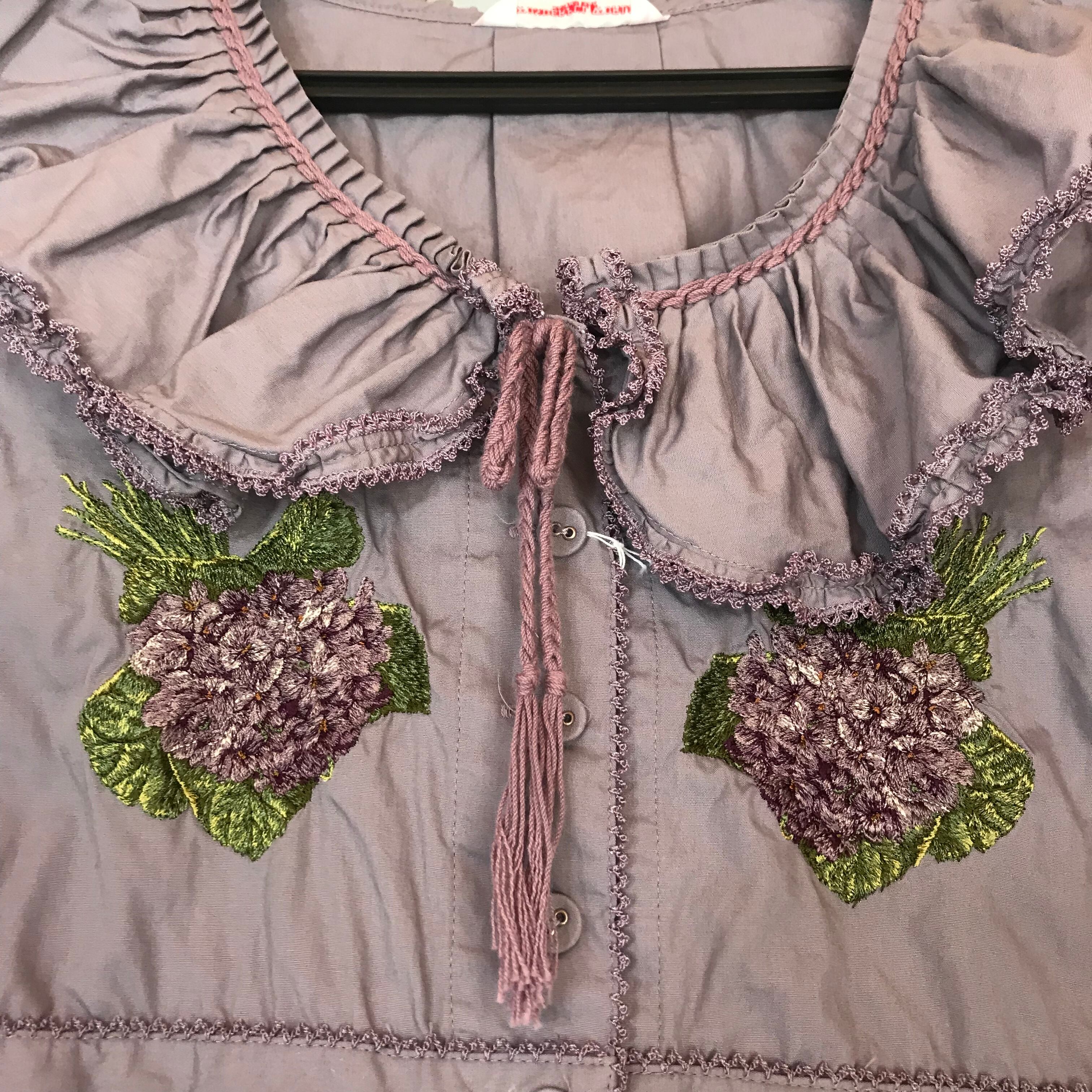 ワンダフルワールド 半袖ブラウス 花柄刺繍 薄ピンク 【公式通販】