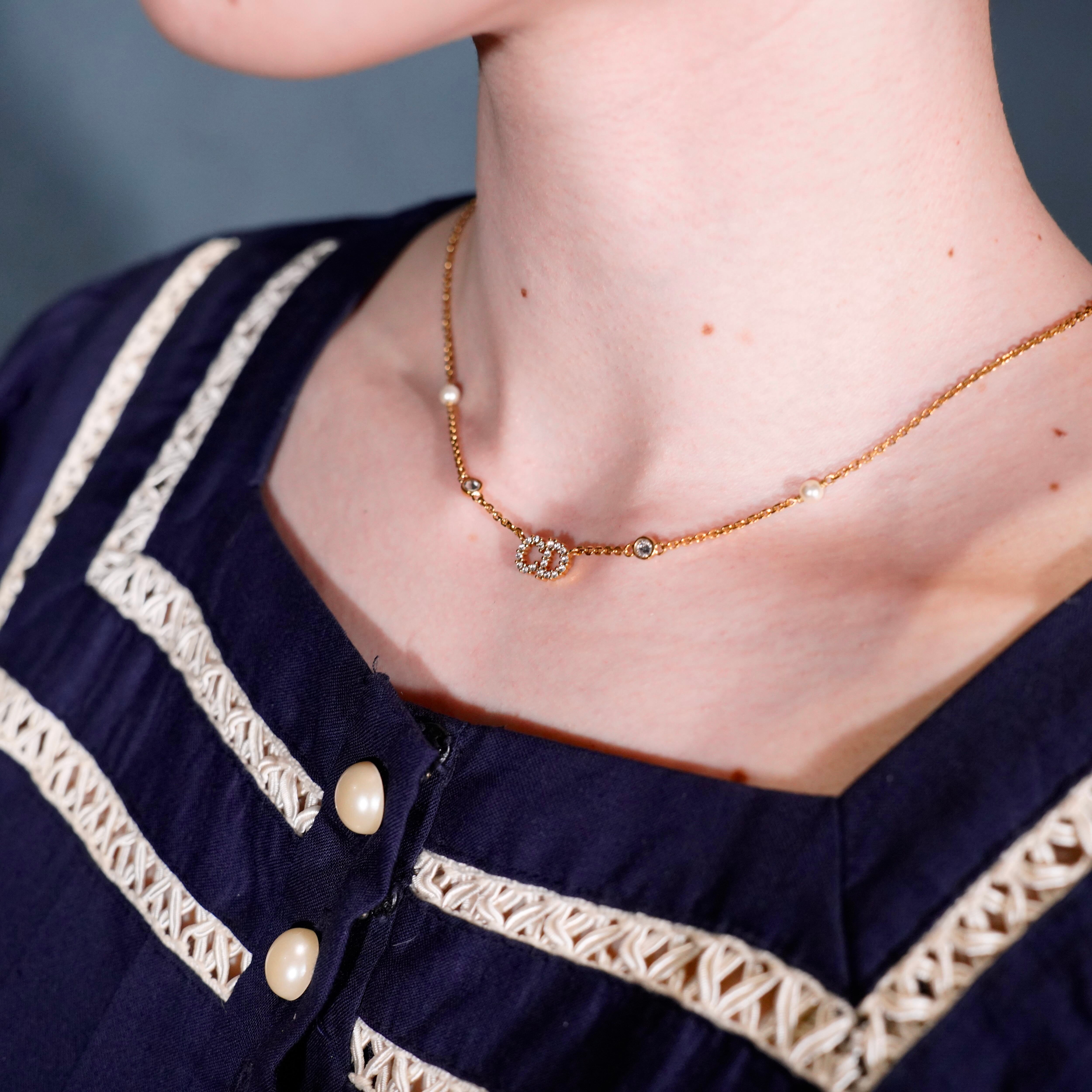 Christian Dior CLAIR D LINE lune CD LOGO CLEAR STONE DESIGN