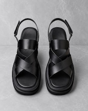 【高身長&色気】+7cmレザーサンダル&ミニ錠前バッグ 2点セット