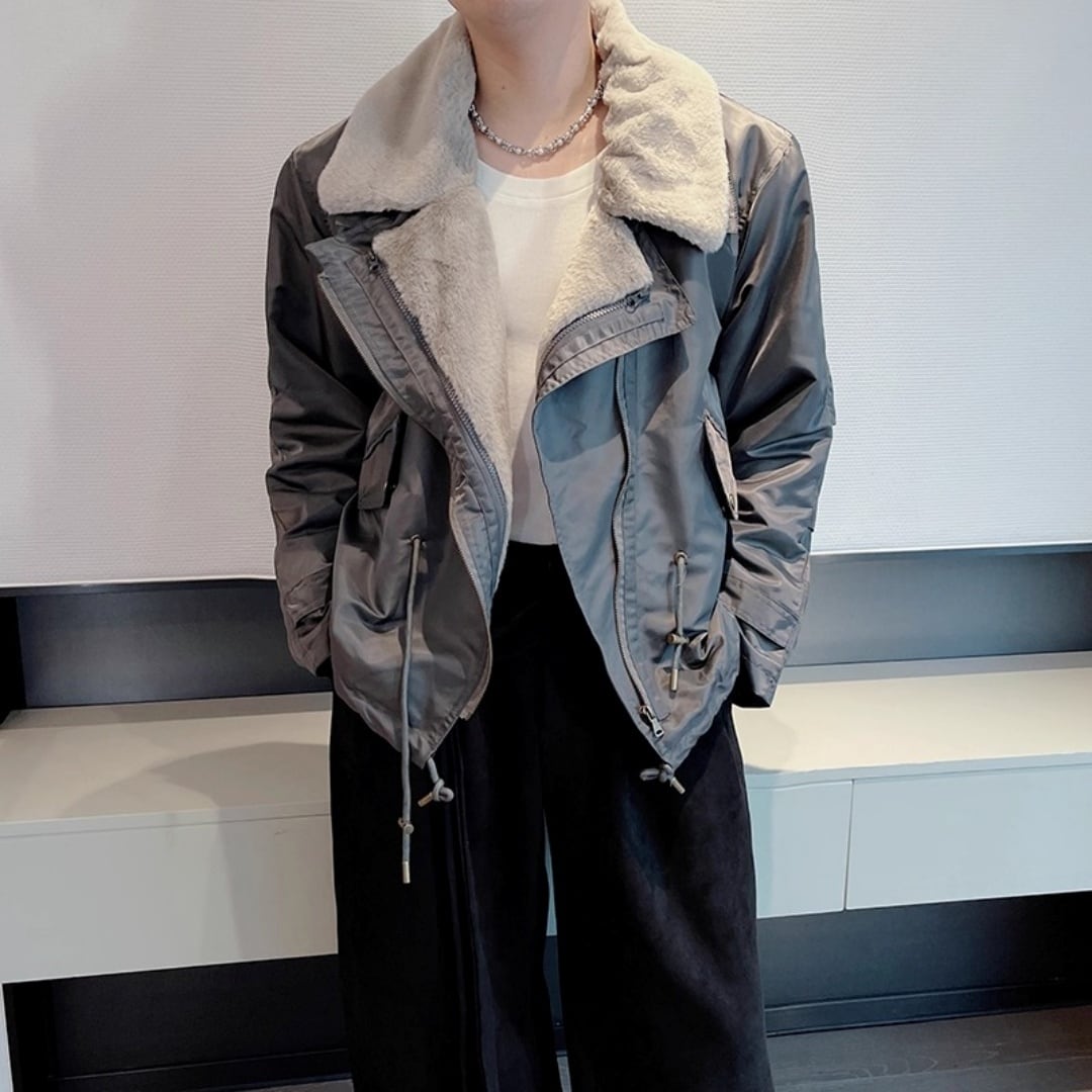 ルーズボアカラーライダースジャケット 2カラー D12169