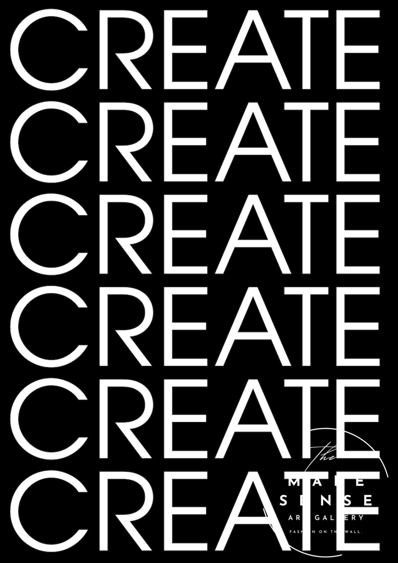 CREATE モダンアート｜白黒 タイポグラフィ｜洗練された部屋作りに  サイズ おしゃれポスターA2ポスター