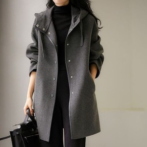 hoodie mid length coat　402136