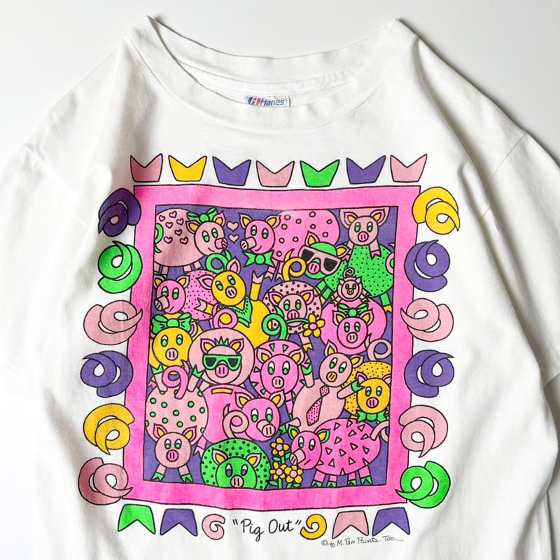 90s USA製 ブタ アート プリント 半袖 Tシャツ M / 90年代 アメリカ製