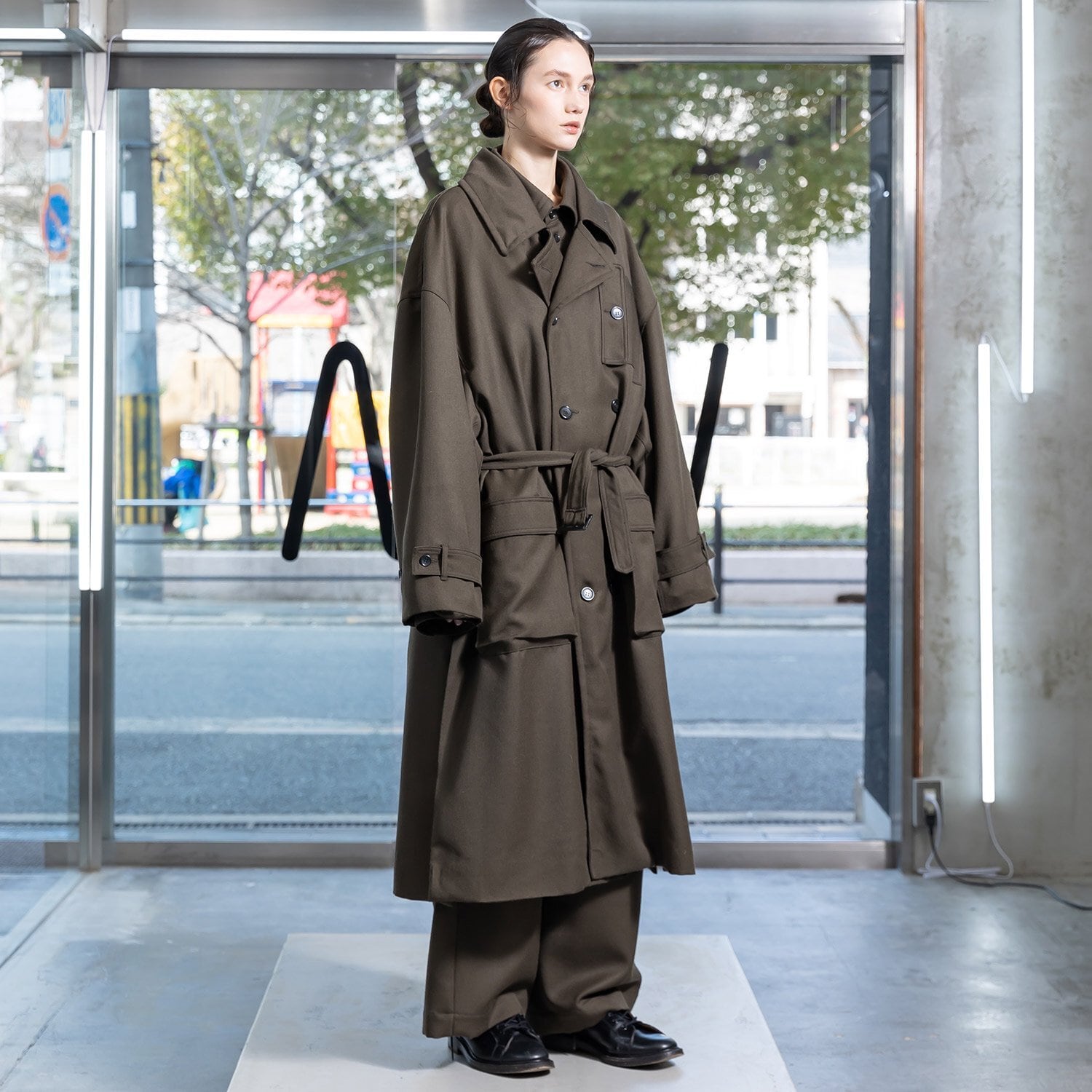 VOAAOV BISHU WOOL ONI SURGE Trench Coat (OLV) VOCO-K41 | IAAAM