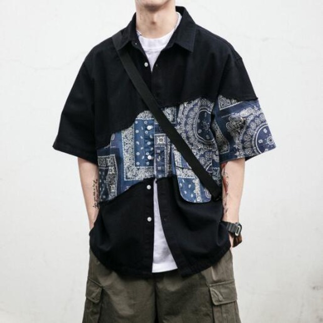 【YAYA】塩系★新作★CityBoy★メンズシャツ★半袖シャツ★半袖ブラウス★M-2XL