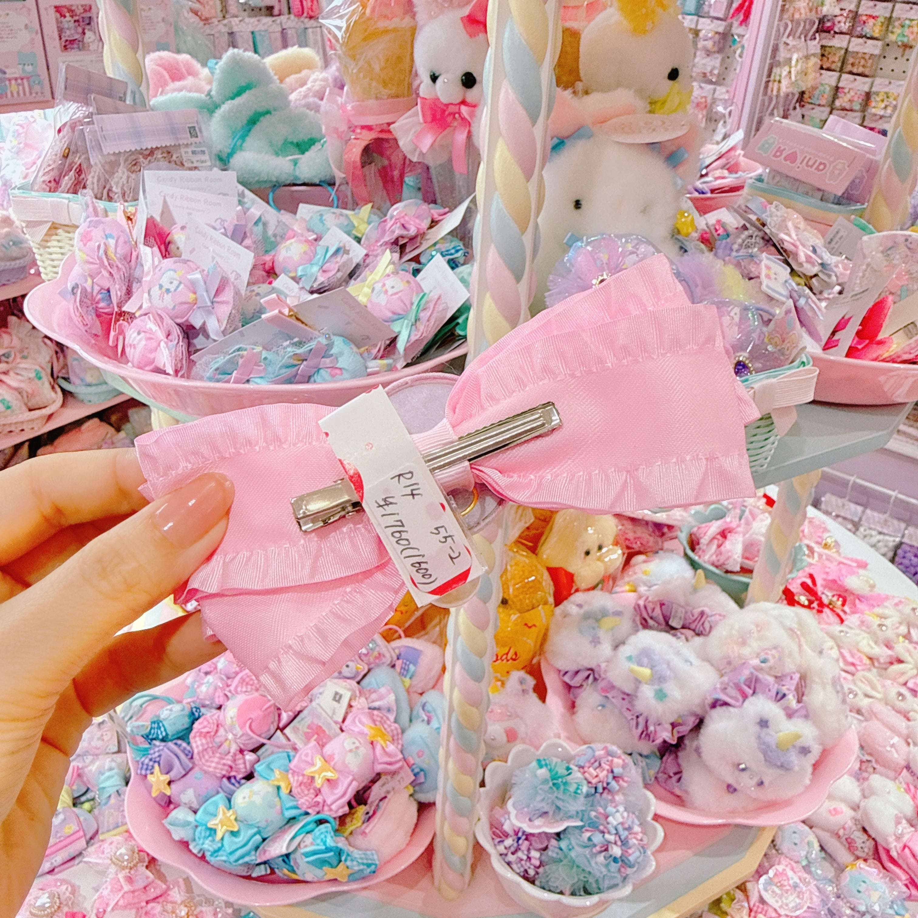 【R14】55-2くるみキャンディチュールリボンヘアクリップ