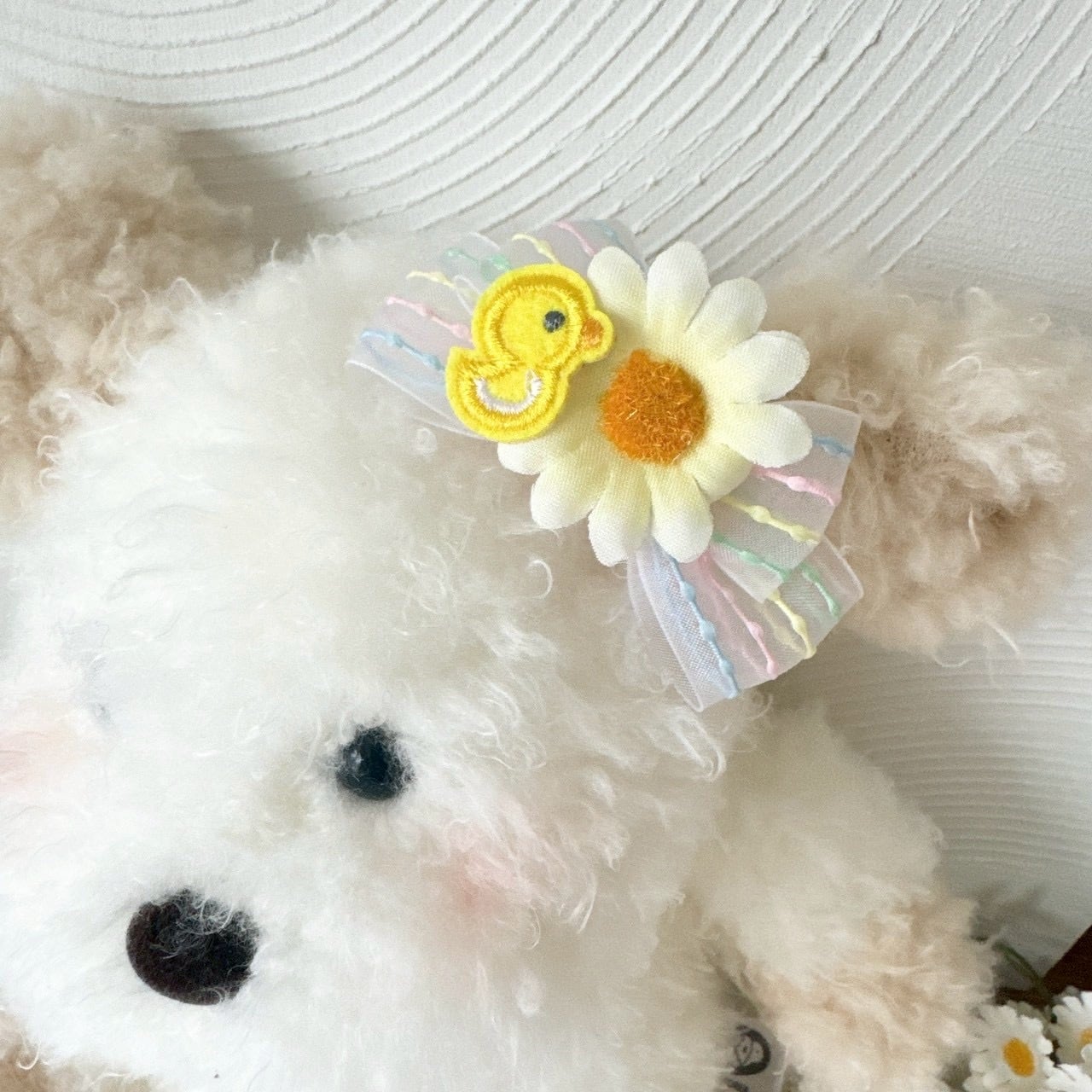 ひよこのストライプリボンバレッタ