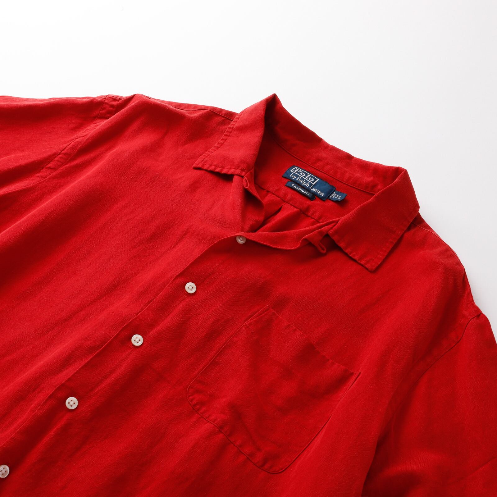 極美品】90s Ralph Lauren special silk linen open collar shirt big 