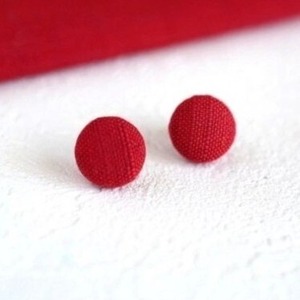 会津木綿まんまるピアス--coron—