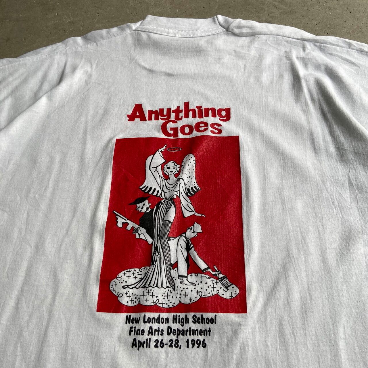 ビッグサイズ 90s USA製 Anyting Goes 胸ロゴ アート パーティー ...