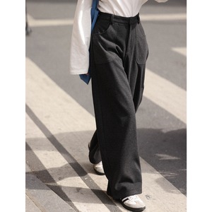 patch-pocket wide full-length pants　J00340