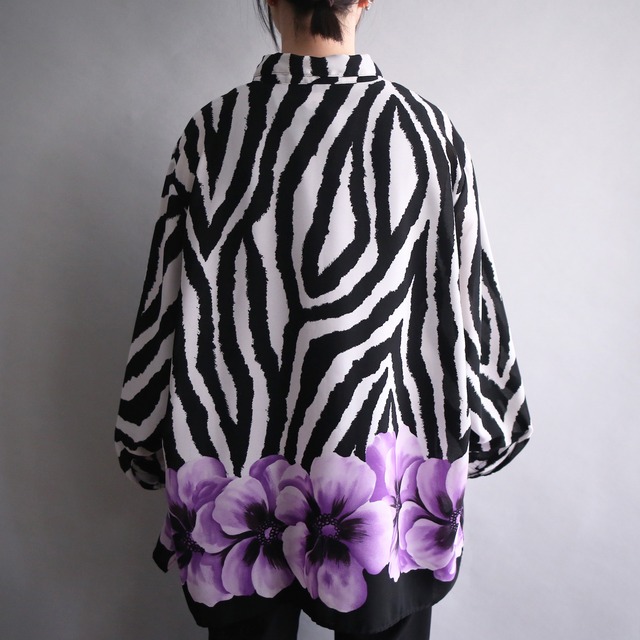 zebra and flower pattern box over silhouette shirt