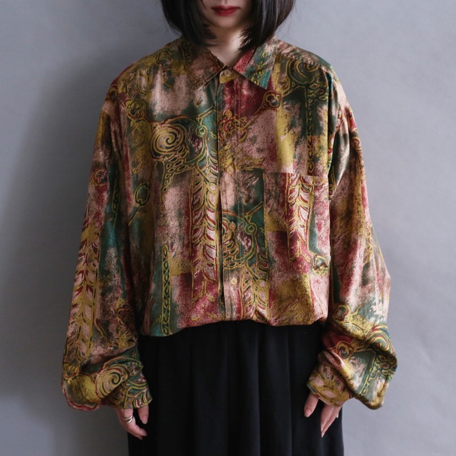 art noise graphic pattern l/s silk shirt