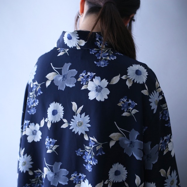 beautiful blue flower pattern over silhouette shirt