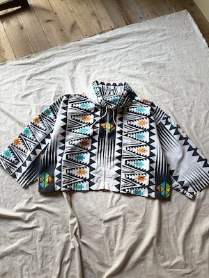 Geometric Pattern Zip Up Jacket