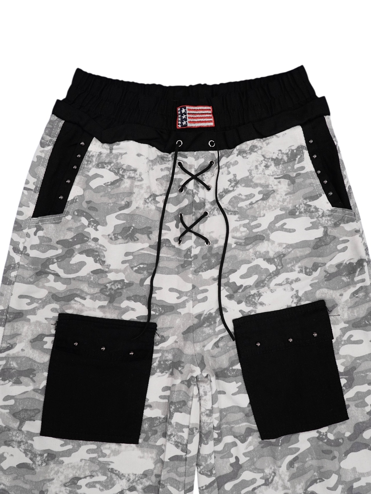 【PLANET STUDIO】Camo Lace Up Pocket Wide Pants