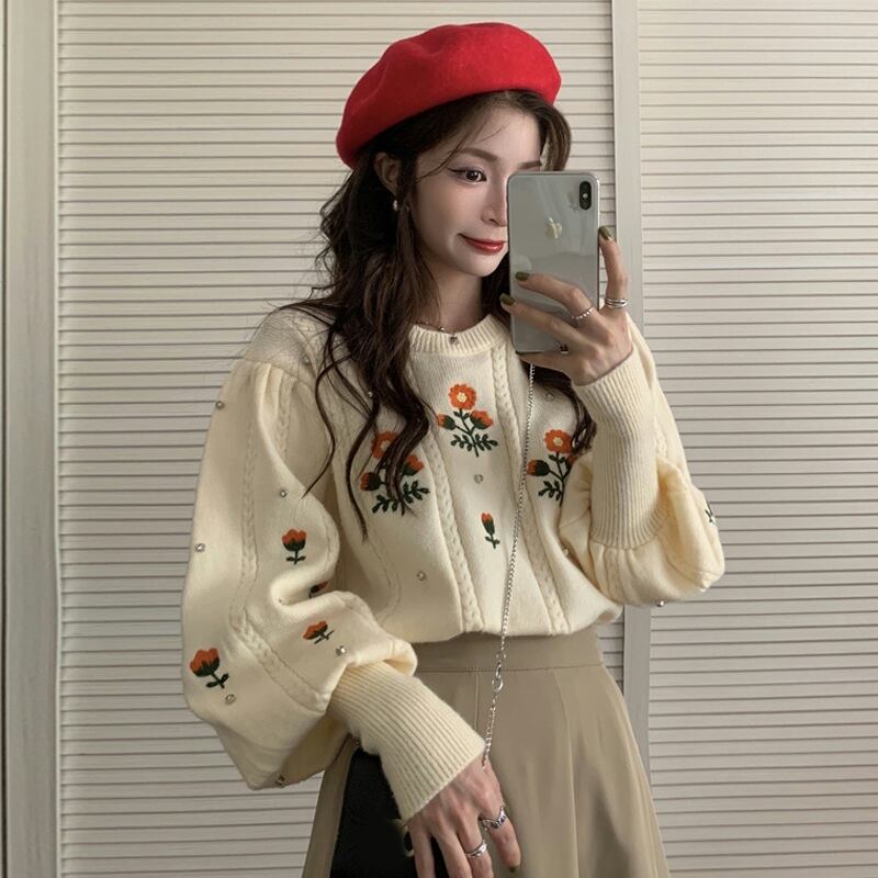 スタイルプルオーバー セーター スプリングオータムスタンダードニットトップス レトロ 春物 秋物 試着室59143953740