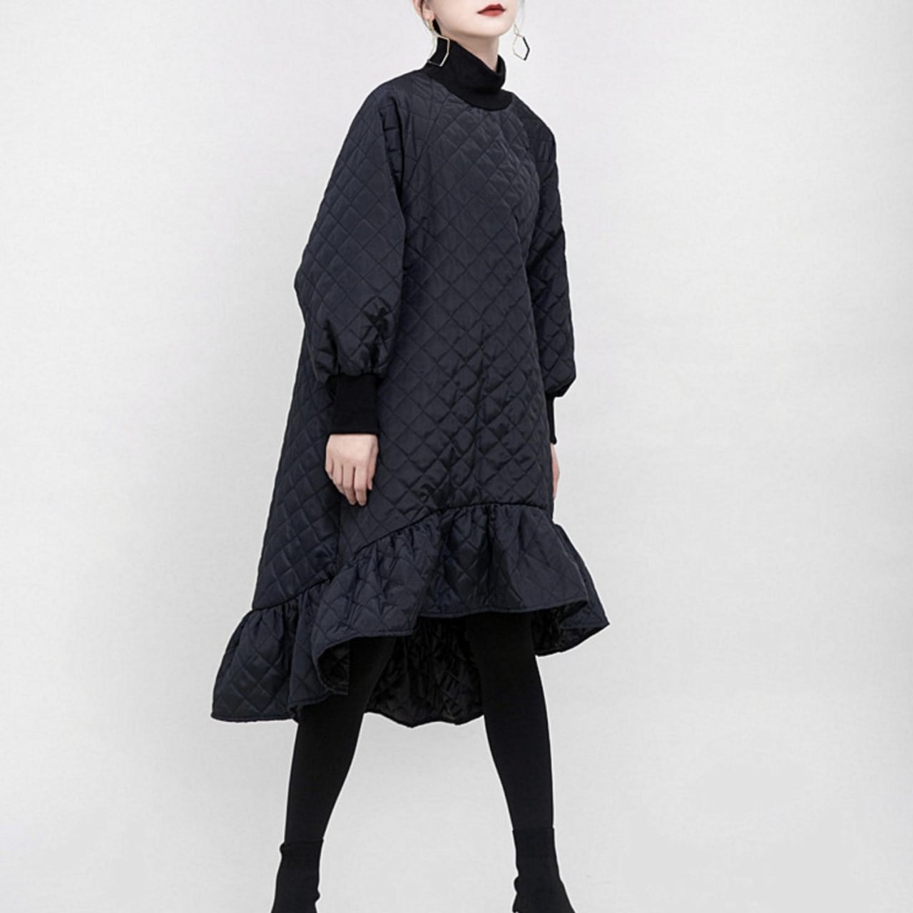 Quilted Long Flared Hem Dress 00836