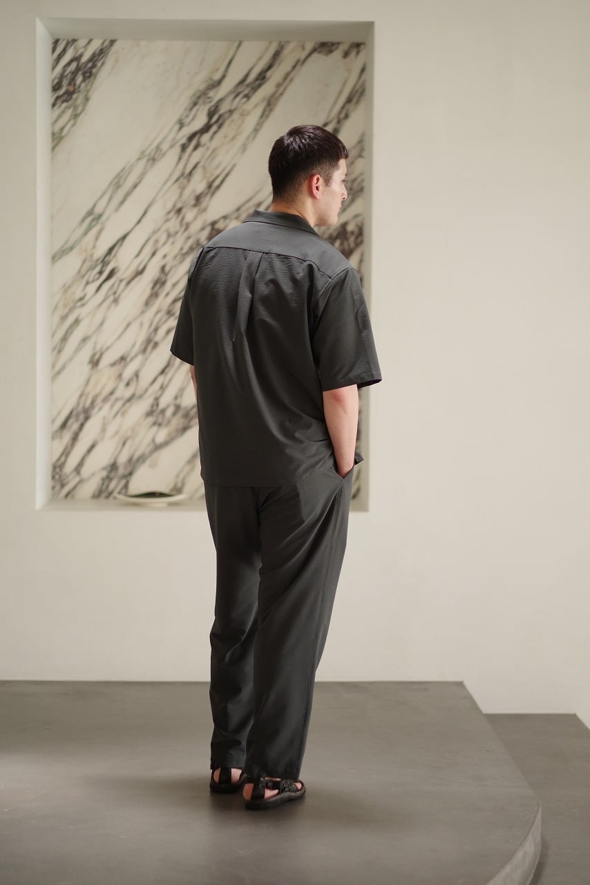 Paper Like Open Collar S/S Shirt