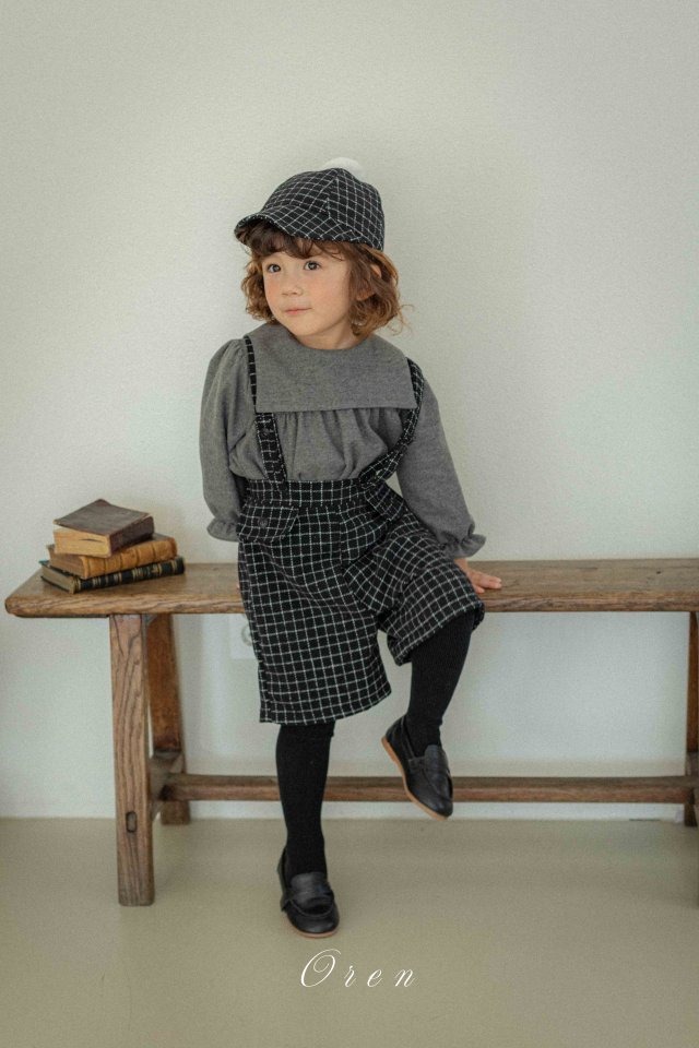 【取寄】oren｜miel check suspender pants (bebe)｜ミエルチェックサスペンダーパンツ（ベベ）｜S-XL｜baby｜25 winter