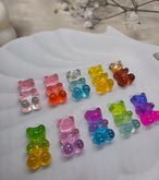 [３個]キラキラ グラデ ベアグミ／10色:19mm×10mm