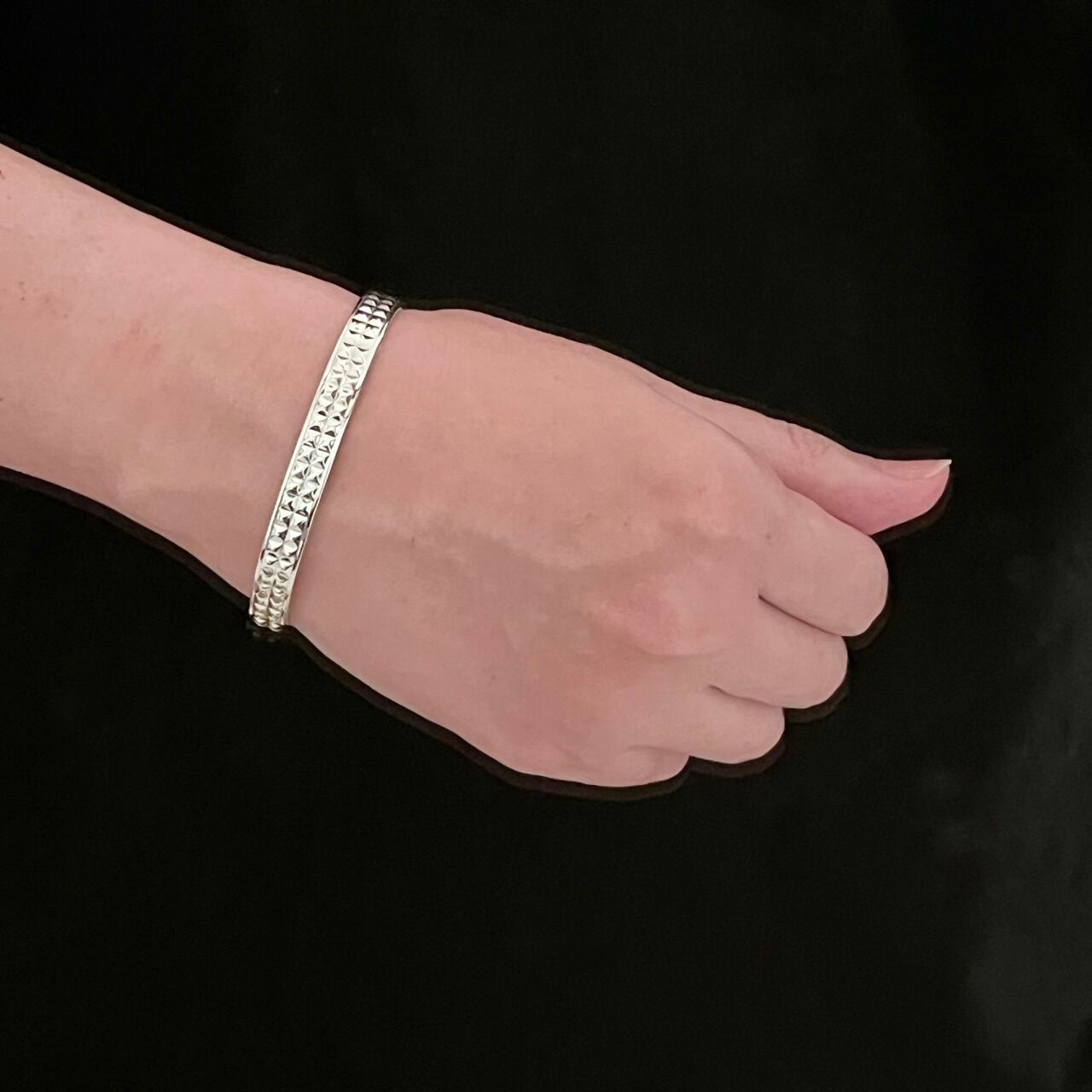 OLD TIFFANY & CO. Studs Narrow Cuff Bracelet Sterling Silver